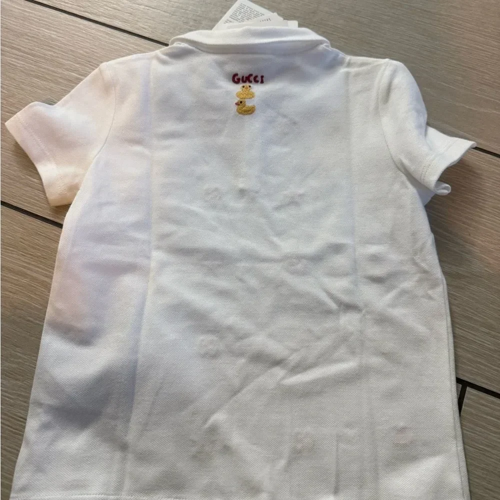 Gucci Kids Embroidered Polo Shirt • Size 3Y • White • NWT
